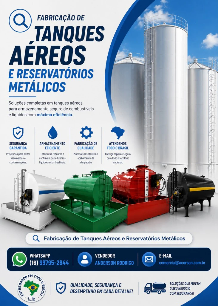 Fabricação de tanques aéreos e reservatórios metálicos