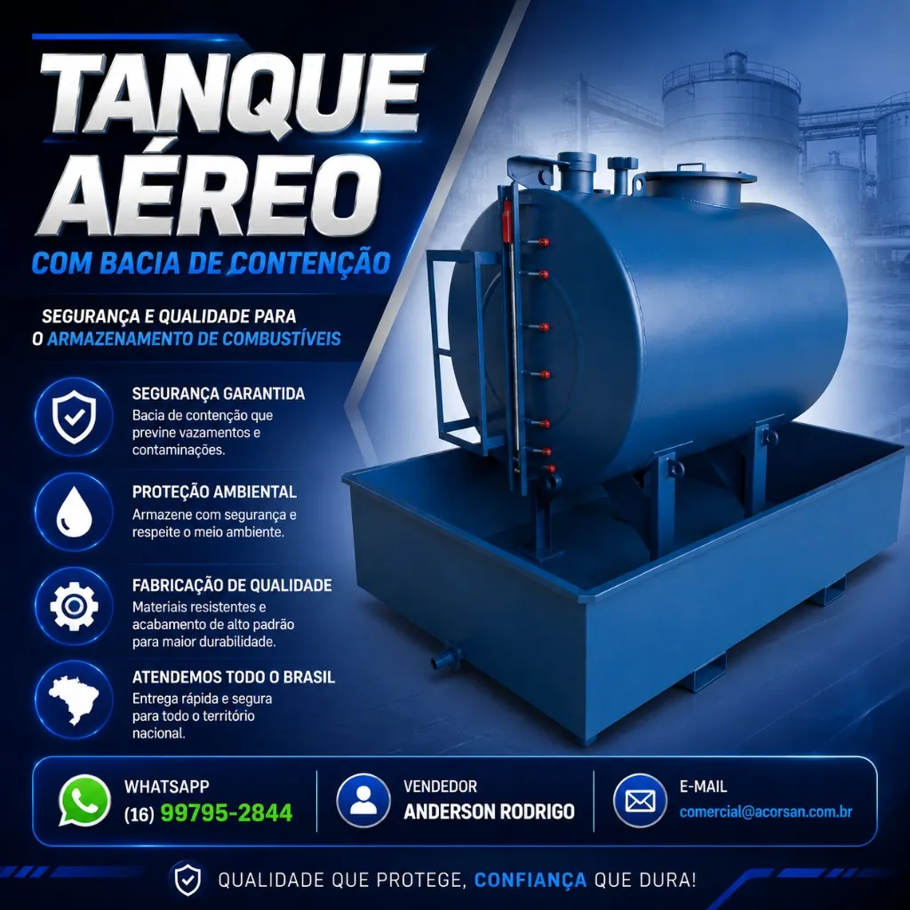 Tanque Aéreo para Diesel com Bacia de Contenção em Minas Gerais