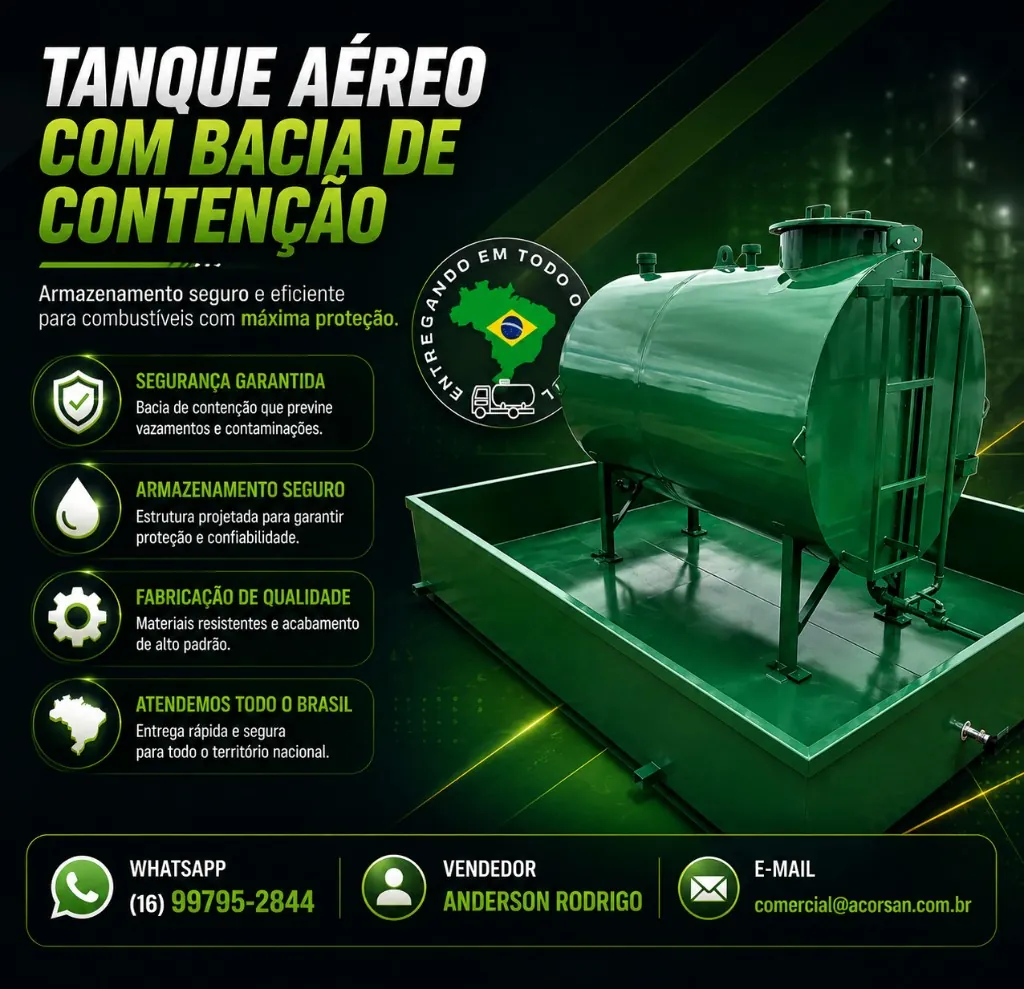 Tanque Aéreo para Diesel com Bacia de Contenção