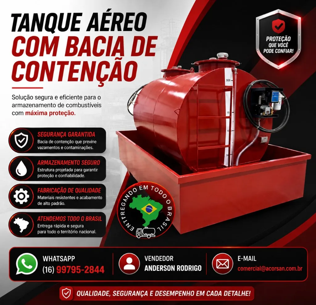 Bacia de contenção metálica com 110% do volume — NR-20