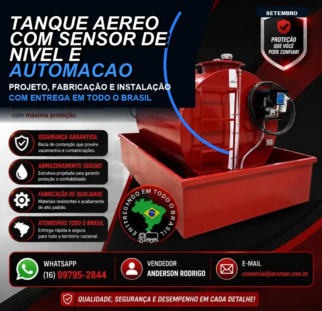 Tanque aéreo com sensor de nível e automação