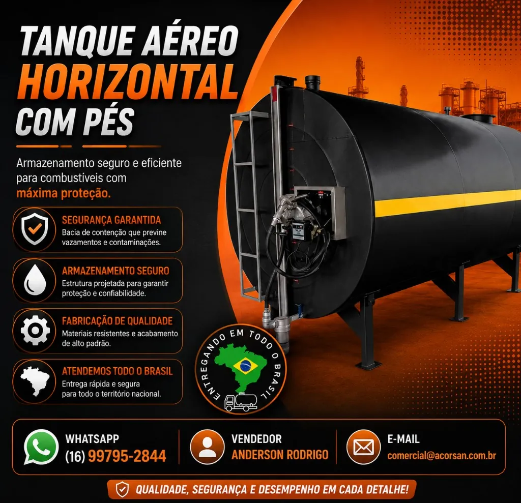 Tanque metálico para diesel com tratamento anticorrosivo interno